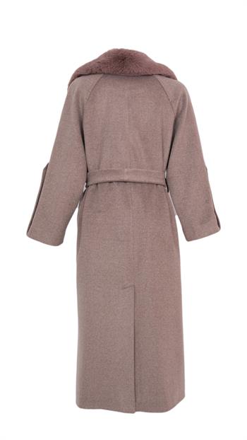 NANDO Yakası Kürklü Oversize Kaban - Vizon