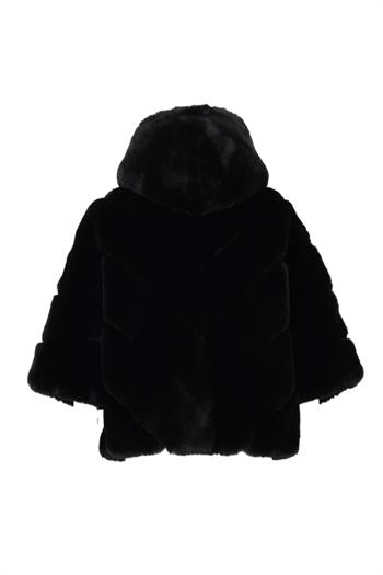 NOCTIA Kapüşonlu Suni Kürk Ceket - Siyah