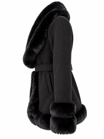 NOIRE Önü Kürklü Kaban - Siyah