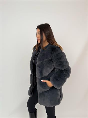 NOVUS Suni Kürk Ceket - Antrasit