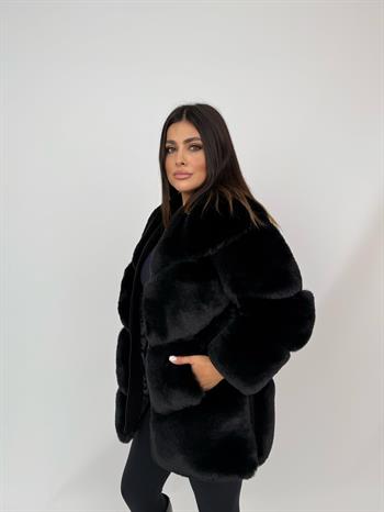 NOVUS Suni Kürk Ceket - Siyah