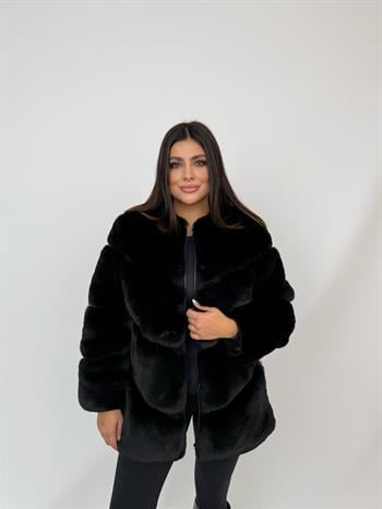 NOVUS Suni Kürk Ceket - Siyah