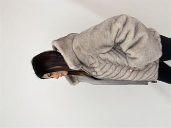 OLESYA Suni Kürk Ceket - Gri