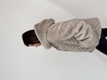 OLESYA Suni Kürk Ceket - Gri