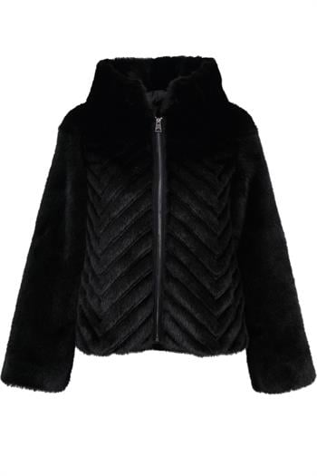 OLESYA Suni Kürk Ceket - Siyah
