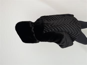 OLESYA Suni Kürk Ceket - Siyah