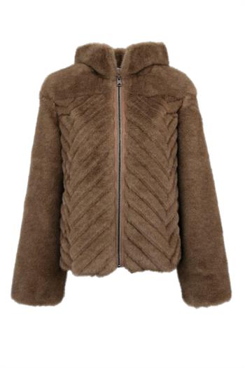OLESYA Suni Kürk Ceket - Vizon