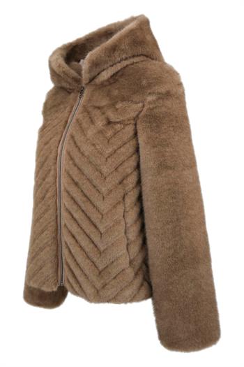 OLESYA Suni Kürk Ceket - Vizon
