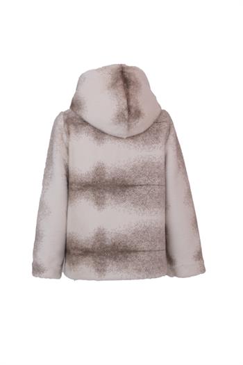 OLIVE Kapüşonlu Suni Kürk Ceket - Beyaz Vizon