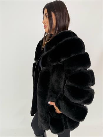 PUNTO Suni Kürk Ceket - Siyah