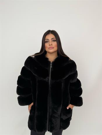 PUNTO Suni Kürk Ceket - Siyah