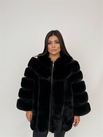 PUNTO Suni Kürk Ceket - Siyah