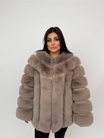 PUNTO Suni Kürk Ceket - Taş