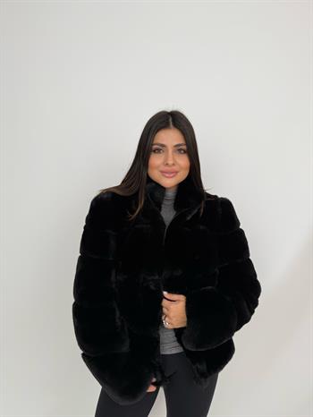 RIVAS Fonksiyonel Suni Kürk Ceket - Siyah