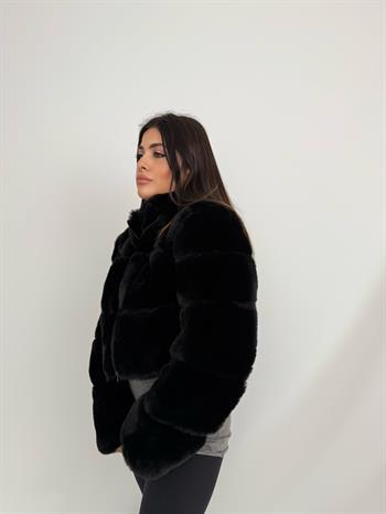 RIVAS Fonksiyonel Suni Kürk Ceket - Siyah