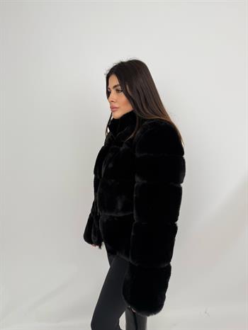 RIVAS Fonksiyonel Suni Kürk Ceket - Siyah