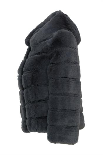 ROSA Kapüşonlu Suni Kürk Ceket - Antrasit