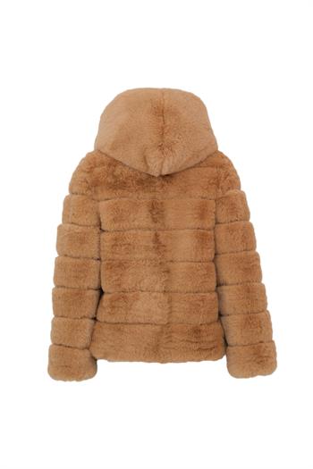 ROSA Kapüşonlu Suni Kürk Ceket - Camel