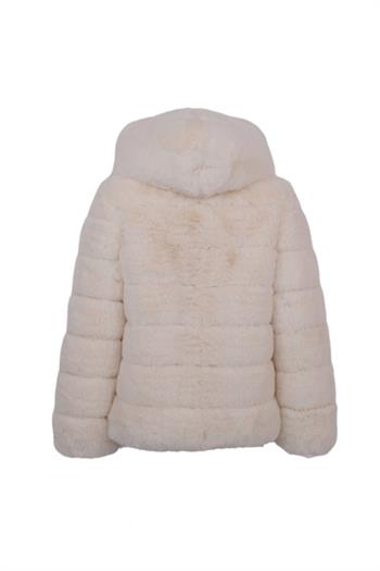 ROSA Kapüşonlu Suni Kürk Ceket - Ekru