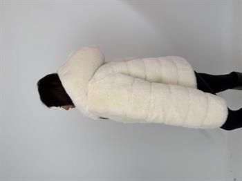 ROSA Kapüşonlu Suni Kürk Ceket - Ekru