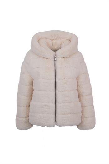 ROSA Kapüşonlu Suni Kürk Ceket - Ekru