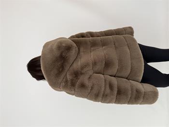 ROSA Kapüşonlu Suni Kürk Ceket - Vizon