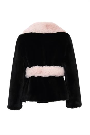 ROVESSA Suni Kürk Ceket - Siyah-Bej