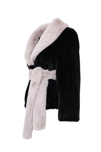 ROVESSA Suni Kürk Ceket - Siyah-Gri