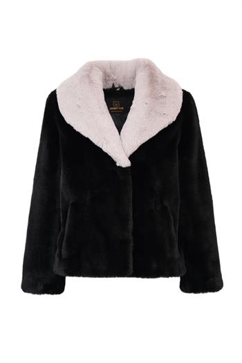 ROVESSA Suni Kürk Ceket - Siyah-Gri