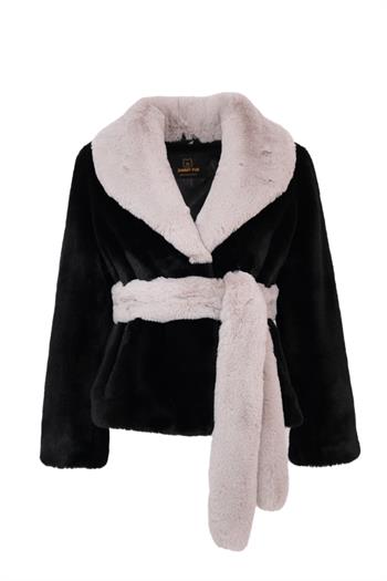 ROVESSA Suni Kürk Ceket - Siyah-Gri