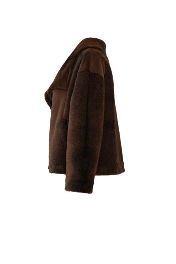 SARA Suni Kürk Ceket - Kahverengi