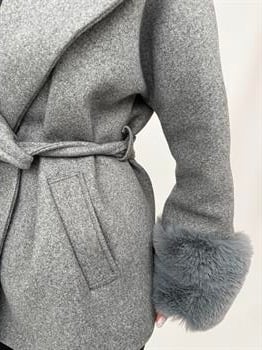 STELLA Yakası Kürklü Kaban - Antrasit