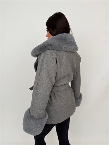 STELLA Yakası Kürklü Kaban - Antrasit