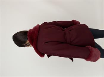 STELLA Yakası Kürklü Kaban - Bordo