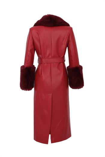 VALENTIN Deri Trençkot - Bordo