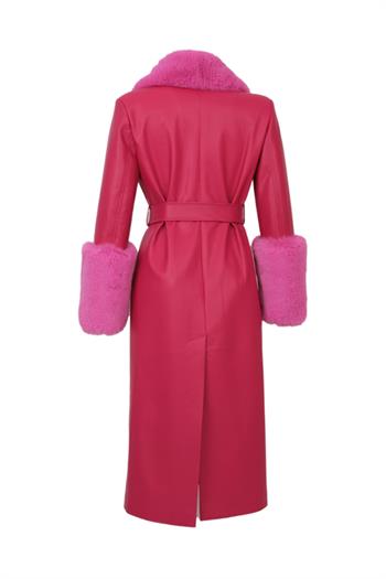 VALENTIN Deri Trençkot - Fuşya