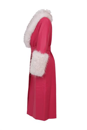 VALENTIN Deri Trençkot - Fuşya