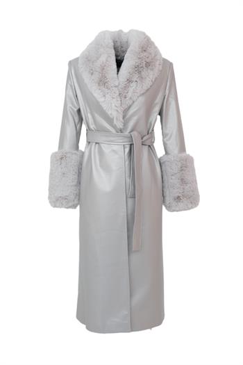 VALENTIN Deri Trençkot - Gri