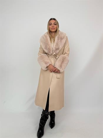 VALENTIN Deri Trençkot - Krem