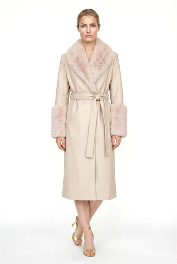 VALENTIN Deri Trençkot - Krem