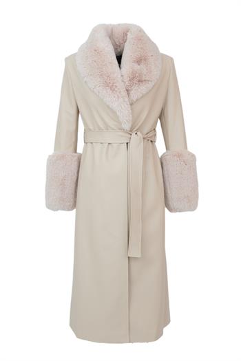 VALENTIN Deri Trençkot - Krem