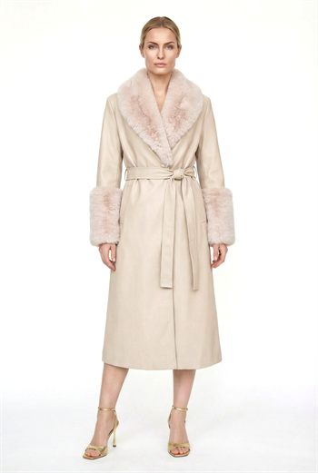 VALENTIN Deri Trençkot - Krem