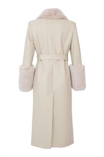 VALENTIN Deri Trençkot - Krem