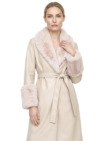 VALENTIN Deri Trençkot - Krem