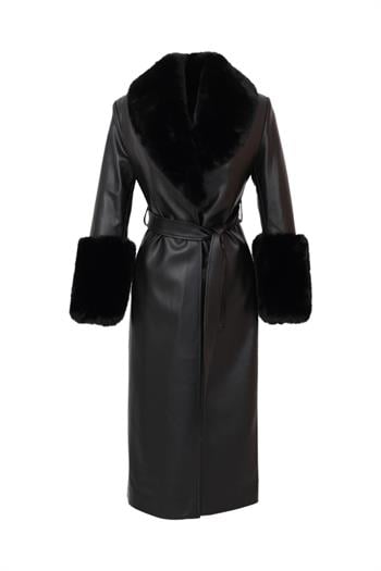 VALENTIN Deri Trençkot - Siyah