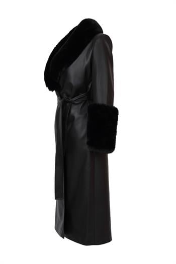 VALENTIN Deri Trençkot - Siyah