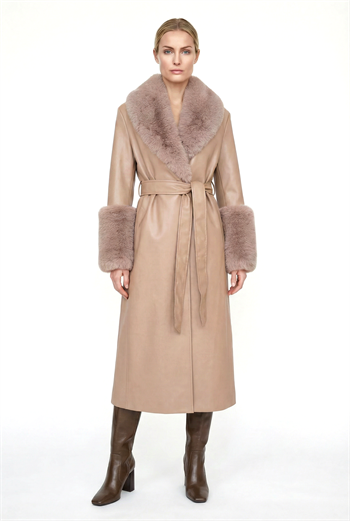 VALENTIN Deri Trençkot - Taş