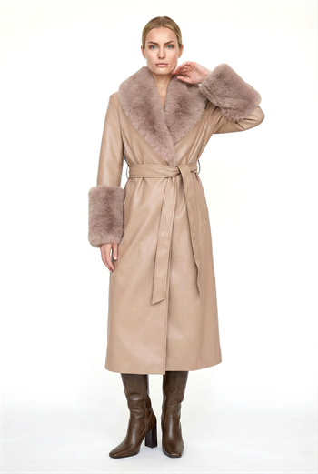 VALENTIN Deri Trençkot - Taş