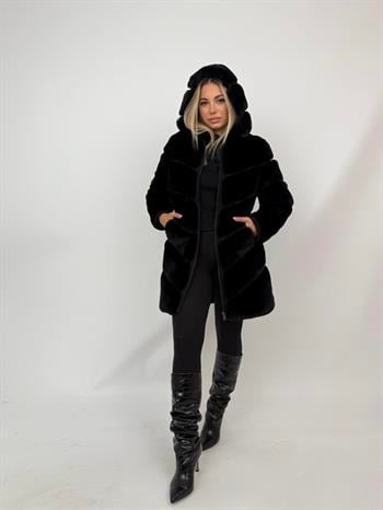 VANG Suni Kürk Ceket - Siyah