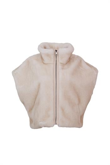 VELORA Suni Kürk Yelek - Bej